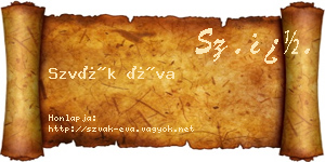 Szvák Éva névjegykártya